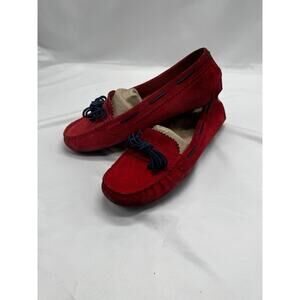UGG Australia Red Suede Leather Sheepskin Lined Driving Moccasin Slippers 9